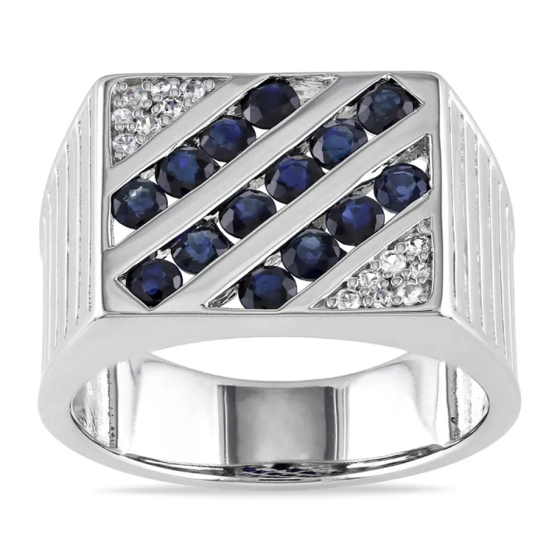 Miadora Sterling Silver Men's 2ct TGW Blue and White Sapphire Ring sold by Zulily