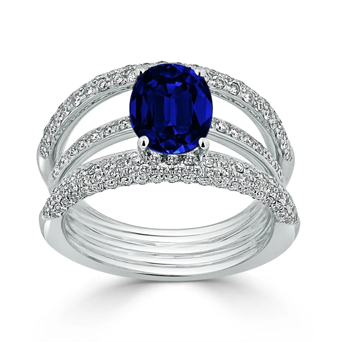 Auriya 18k Gold 2 1/2ct Oval Sapphire 4-Band Diamond Ring 9/10ct TDW sold by Zulily product image thumbnail 3
