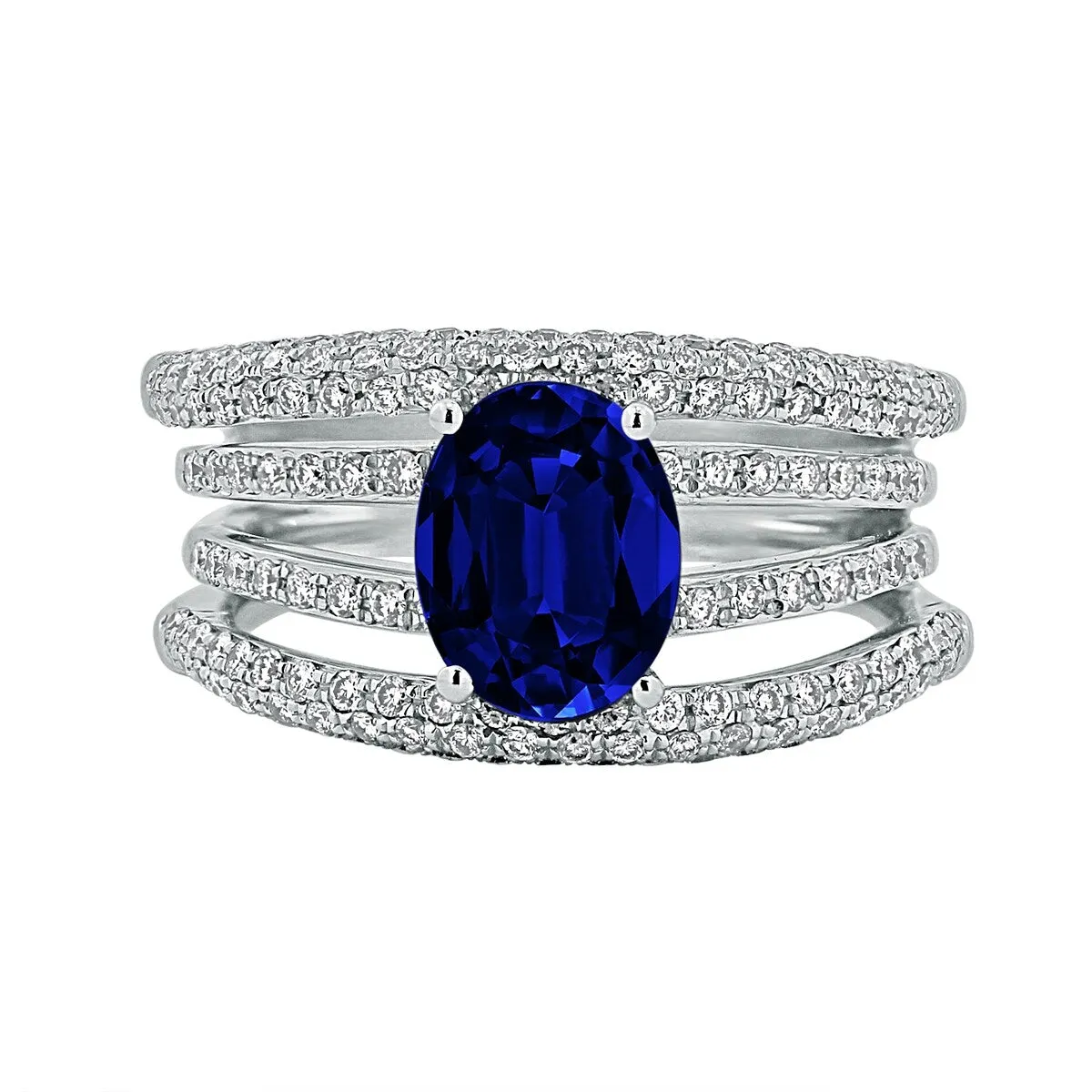 Auriya 18k Gold 2 1/2ct Oval Sapphire 4-Band Diamond Ring 9/10ct TDW sold by Zulily product image thumbnail 2