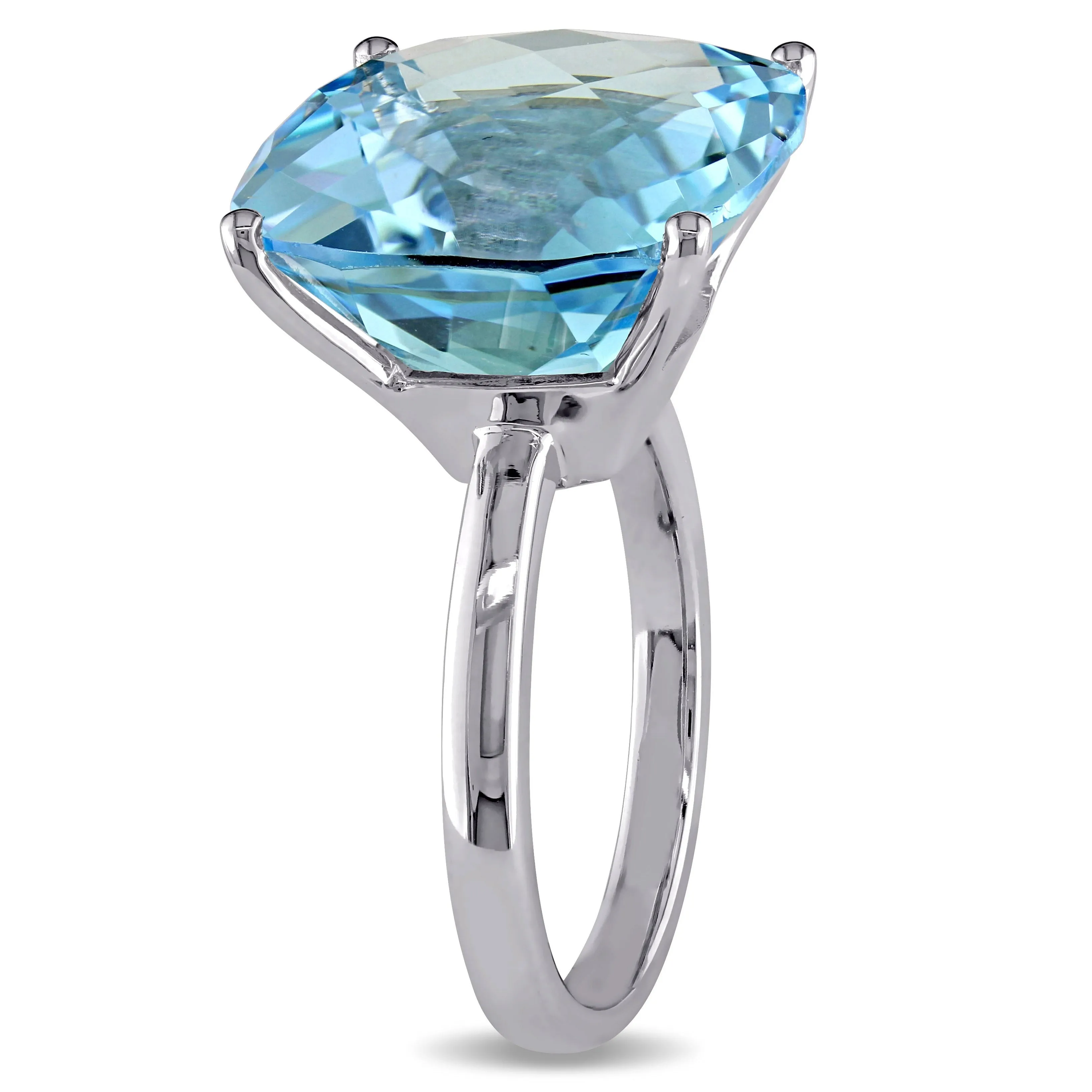 Miadora 18 2/5ct TGW Cushion-shape Blue Topaz Cocktail Ring in 14k White Gold sold by Zulily product image thumbnail 2
