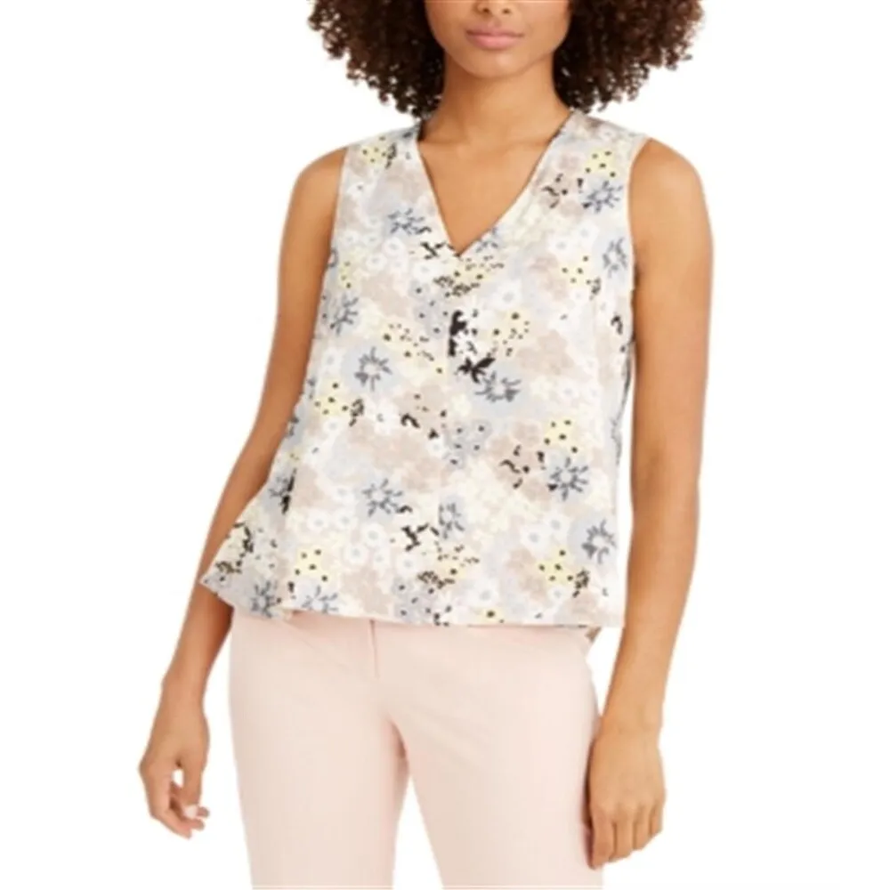 Calvin Klein Women's Floral Print V Neck Top Yellow Size Small sold by Zulily product image thumbnail 2