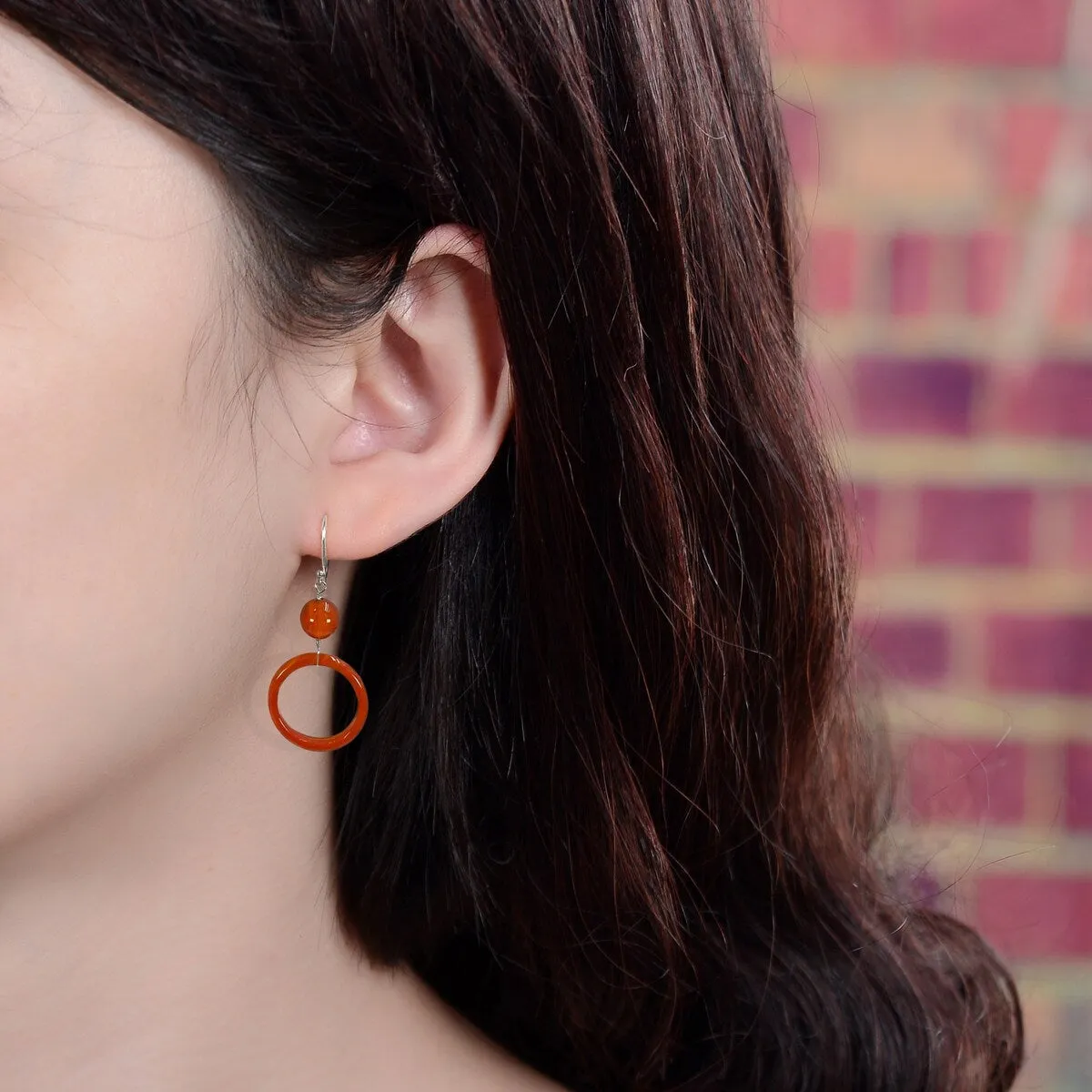 Carnelian Hoop Drop Down Earrings sold by Zulily product image thumbnail 3