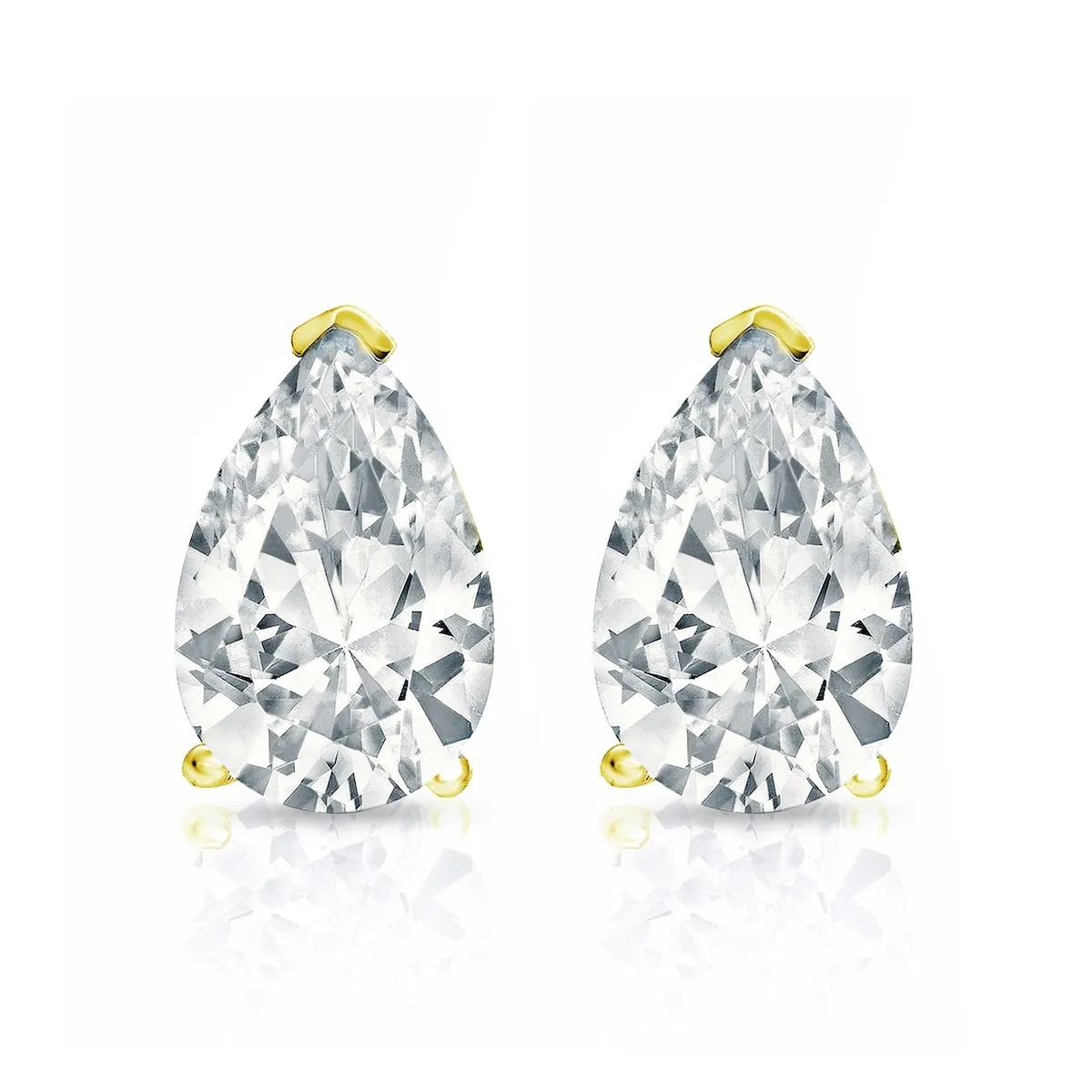 Auriya 18-karat Gold Lab Grown 1.25 carat TDW Pear Diamond Stud Earrings V-End Prong Screw-back sold by Zulily product image thumbnail 4