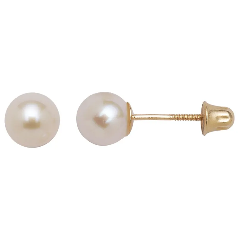 Curata 14k Yellow Gold 5mm Freshwater Cultured Pearl Stud Screw Back Earrings sold by Zulily