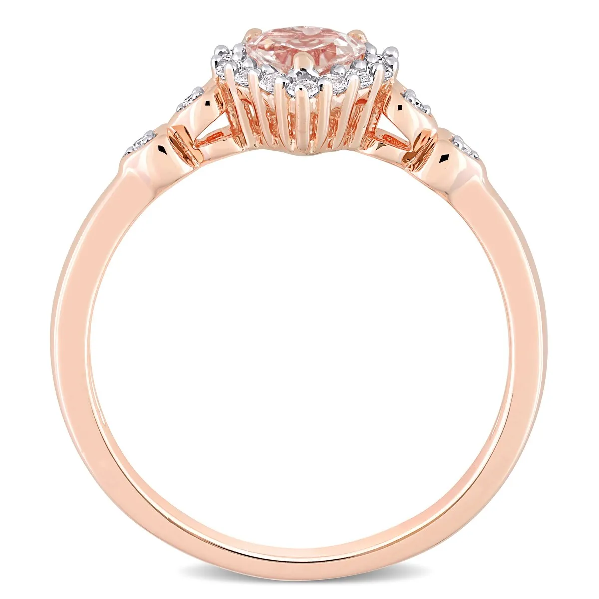 Miadora Rose Plated Sterling Silver Morganite, White Topaz and Diamond Accent Heart Halo Ring sold by Zulily product image thumbnail 4