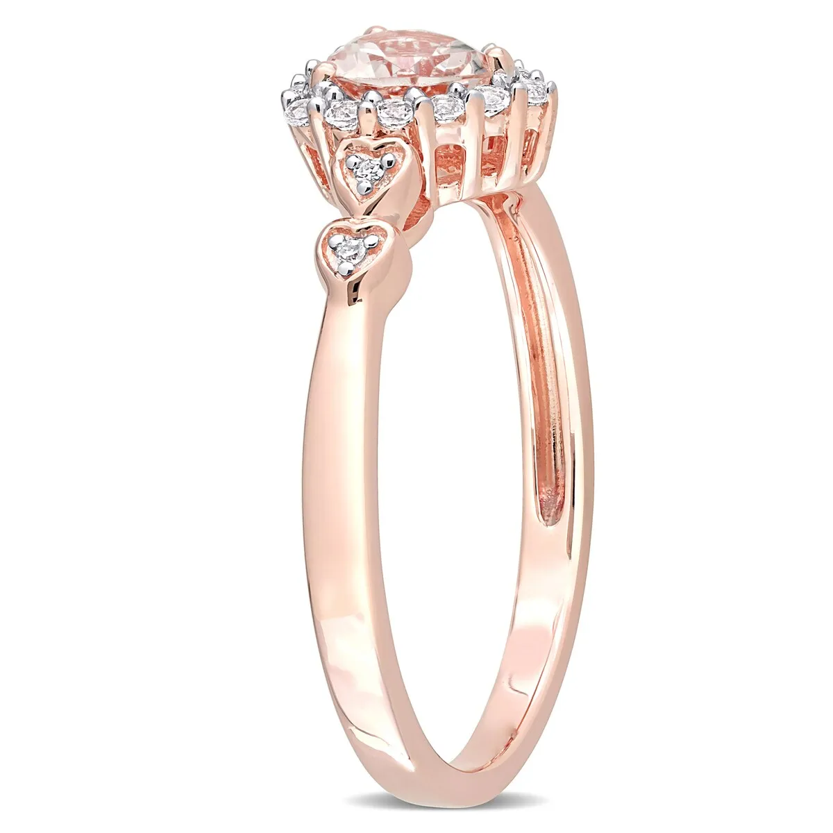 Miadora Rose Plated Sterling Silver Morganite, White Topaz and Diamond Accent Heart Halo Ring sold by Zulily product image thumbnail 3