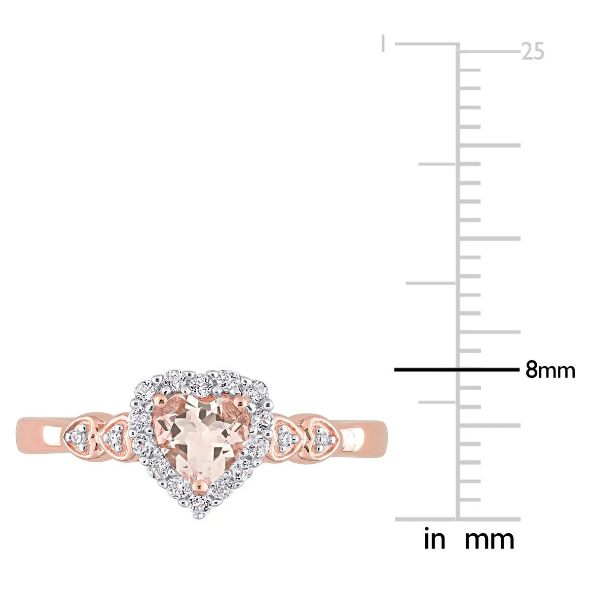 Miadora Rose Plated Sterling Silver Morganite, White Topaz and Diamond Accent Heart Halo Ring sold by Zulily product image thumbnail 5