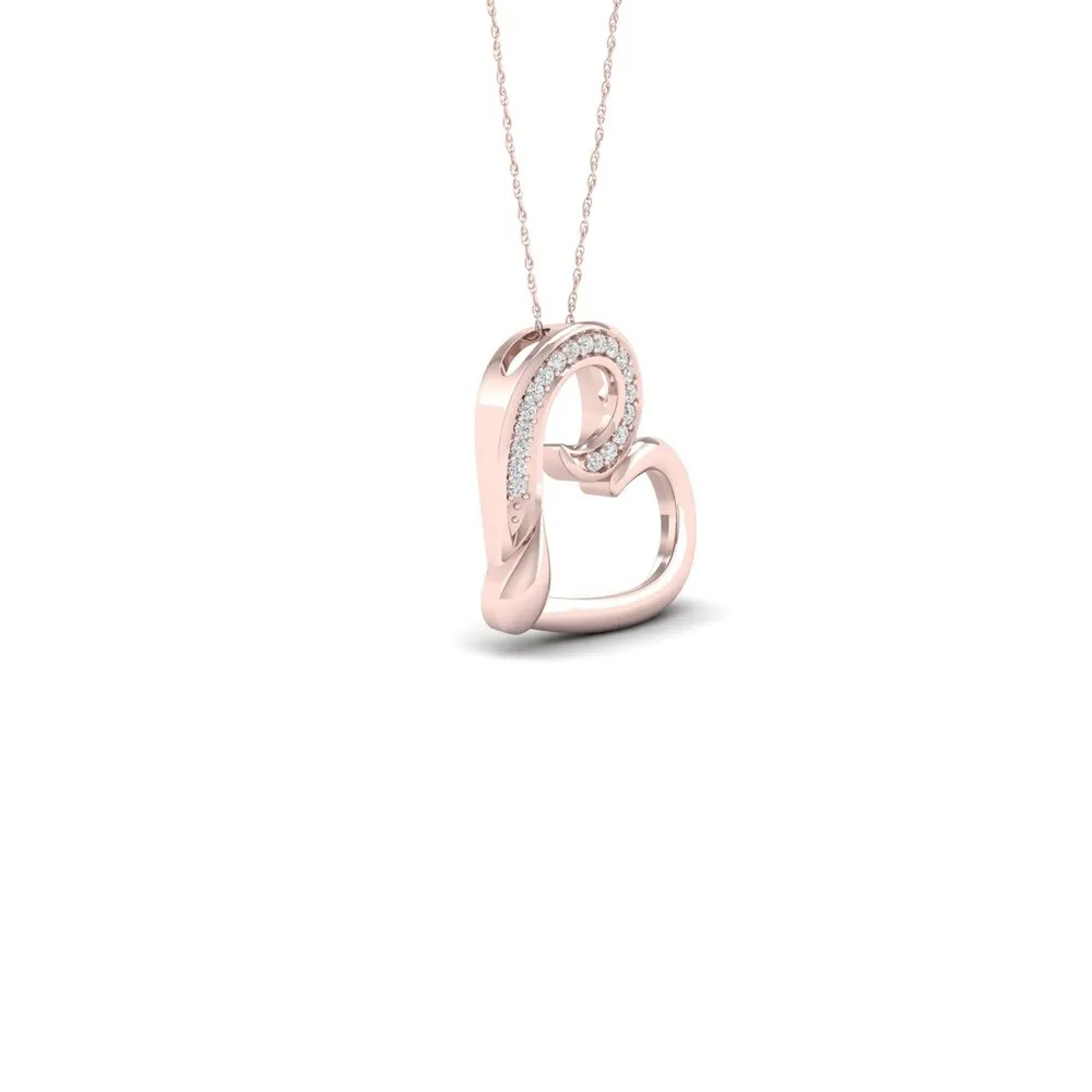 De Couer 10k Rose Gold 1/20ct TDW Diamond Tilted Heart Necklace sold by Zulily product image thumbnail 2