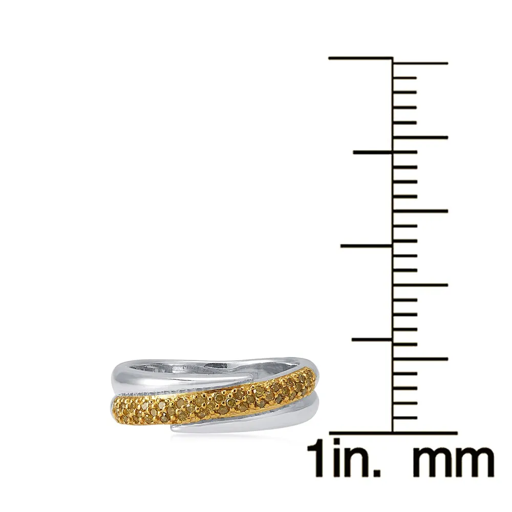 Sterling Silver 1/6ctw TCW Yellow Diamond Bypass Band Ring sold by Zulily product image thumbnail 3
