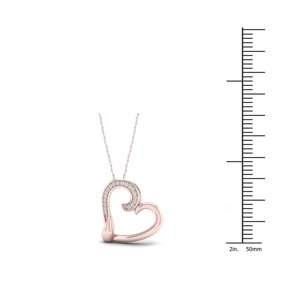 De Couer 10k Rose Gold 1/20ct TDW Diamond Tilted Heart Necklace sold by Zulily product image thumbnail 4