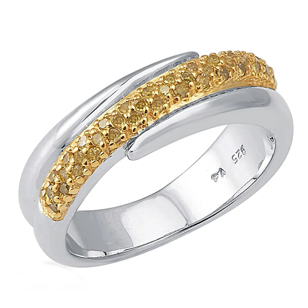 Sterling Silver 1/6ctw TCW Yellow Diamond Bypass Band Ring sold by Zulily product image thumbnail 2