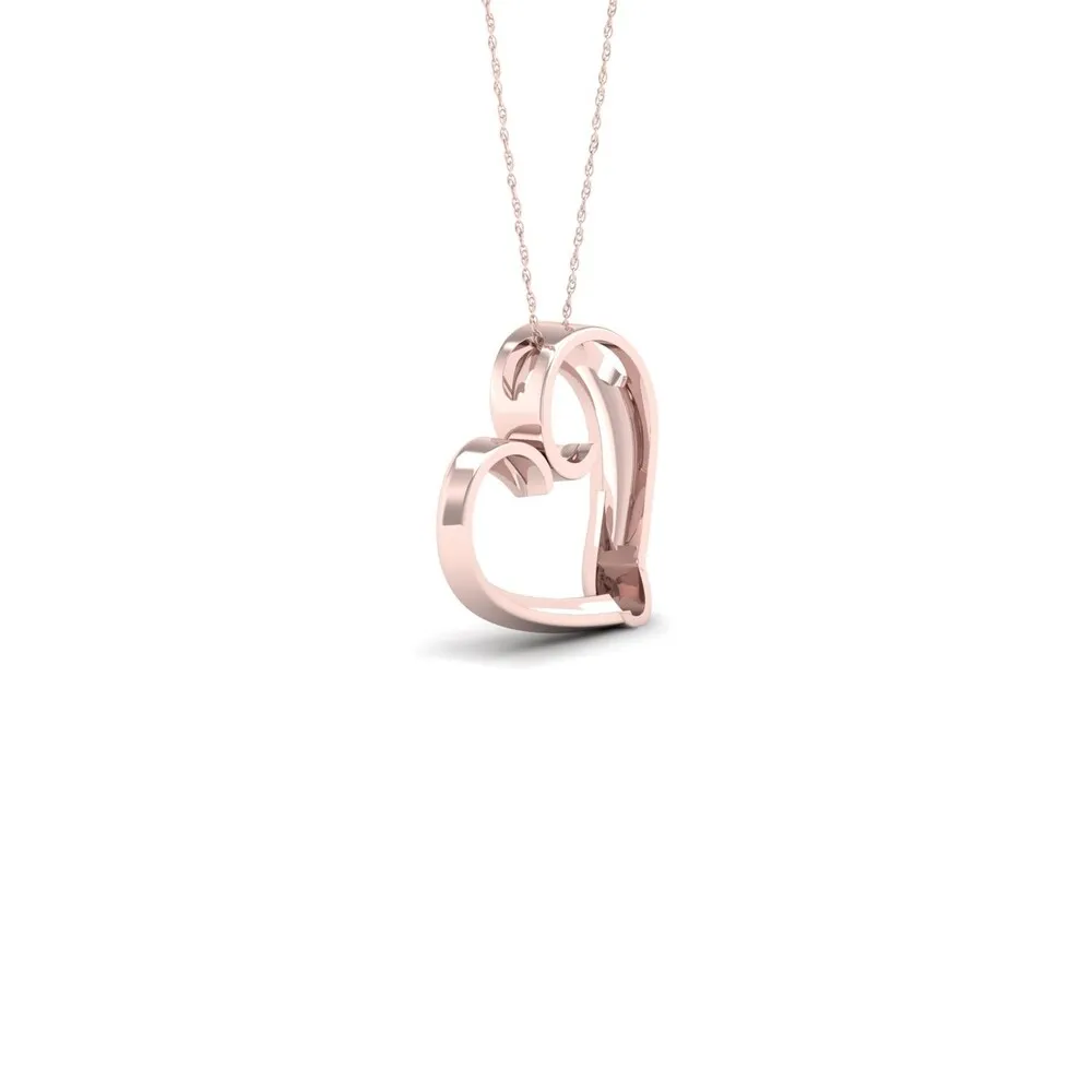 De Couer 10k Rose Gold 1/20ct TDW Diamond Tilted Heart Necklace sold by Zulily product image thumbnail 3