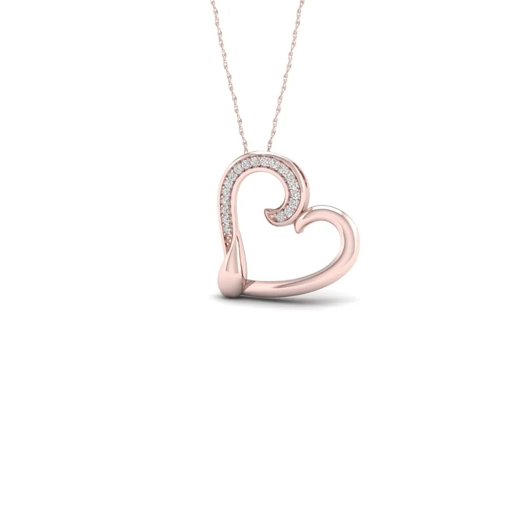 De Couer 10k Rose Gold 1/20ct TDW Diamond Tilted Heart Necklace sold by Zulily