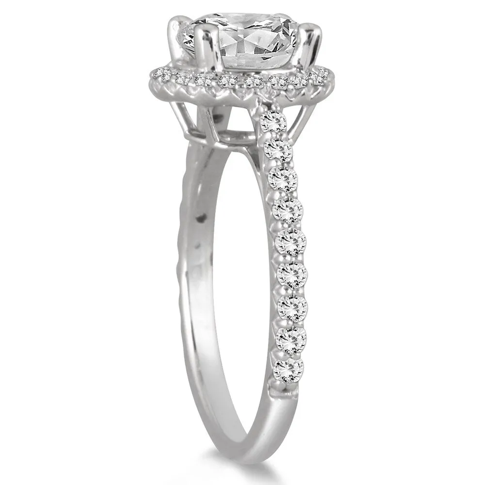 Signature Quality (H-I Color, SI1-SI2 Clarity) 1 Carat TW Diamond Halo Ring in 14K White Gold sold by Zulily product image thumbnail 3