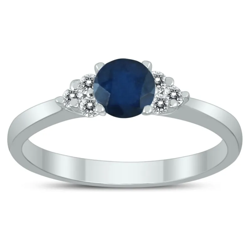 4MM Sapphire and Diamond Cynthia Ring in 10K White Gold sold by Zulily