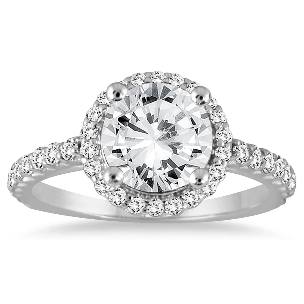 Signature Quality (H-I Color, SI1-SI2 Clarity) 1 Carat TW Diamond Halo Ring in 14K White Gold sold by Zulily