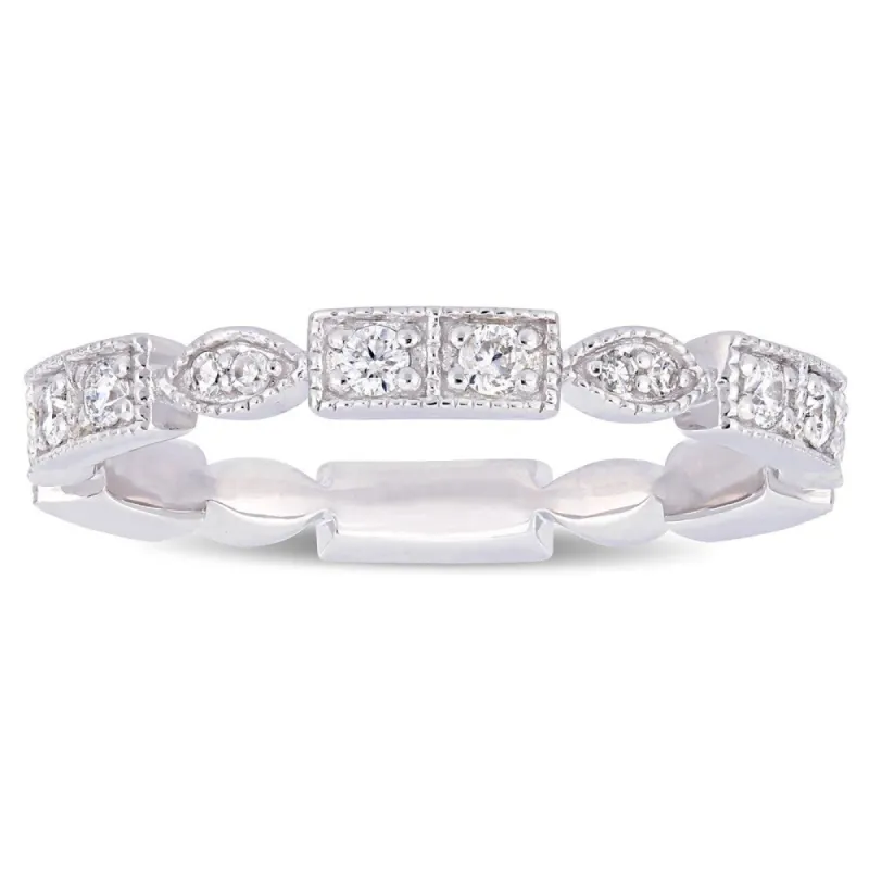 Miadora 10k White Gold 1/3ct TDW Diamond Stackable Eternity Band sold by Zulily