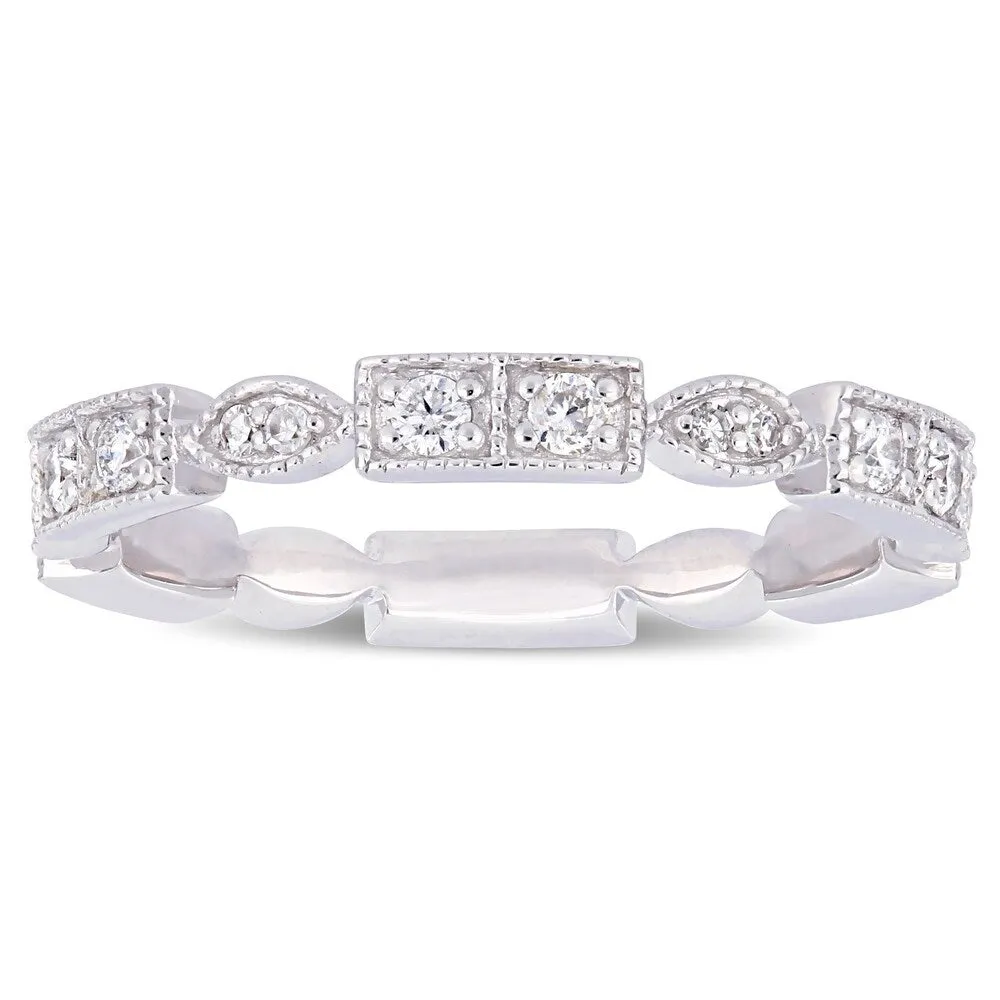 Miadora 10k White Gold 1/3ct TDW Diamond Stackable Eternity Band sold by Zulily