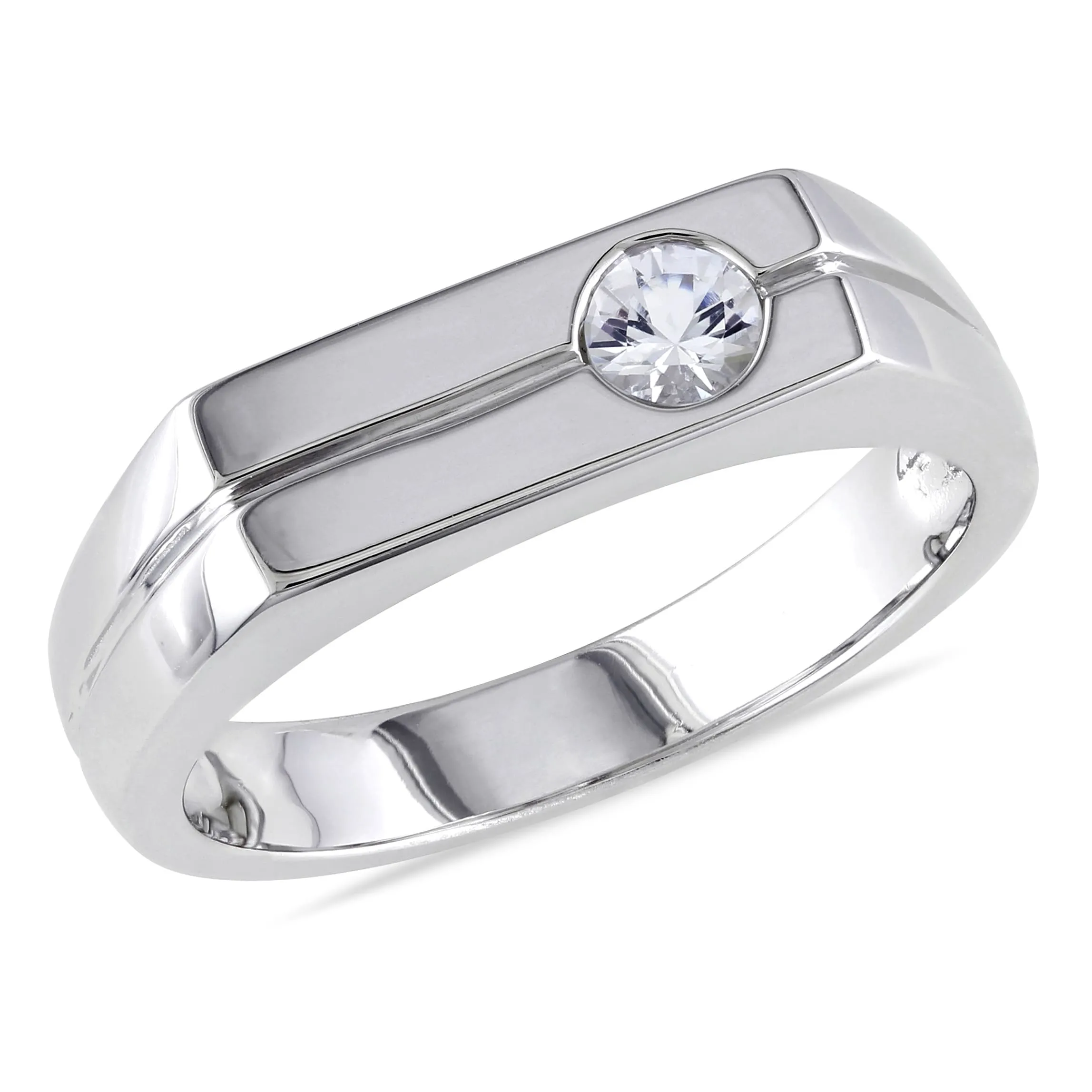 Miadora Mens Bezel Set White Sapphire Ring in Sterling Silver sold by Zulily