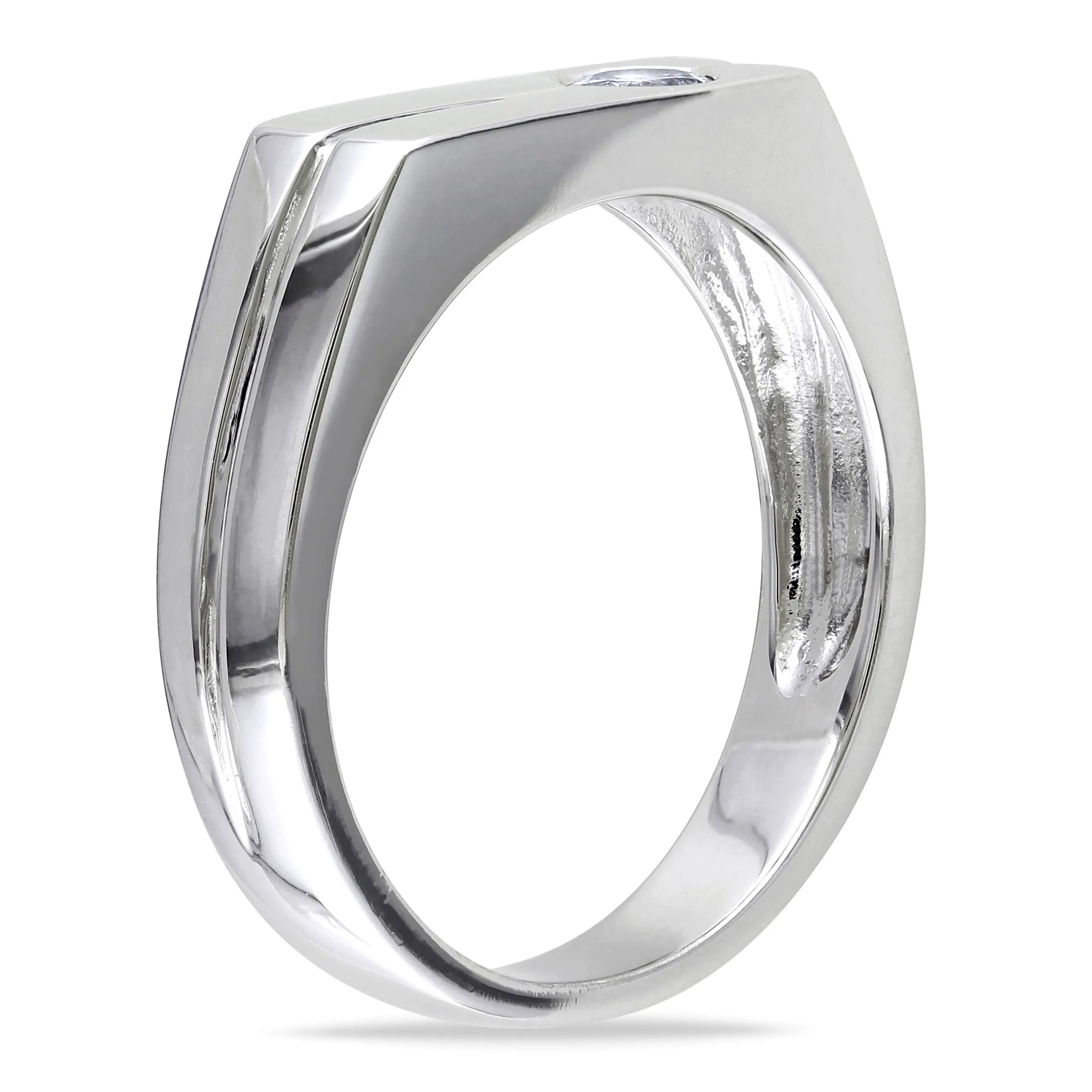 Miadora Mens Bezel Set White Sapphire Ring in Sterling Silver sold by Zulily product image thumbnail 2