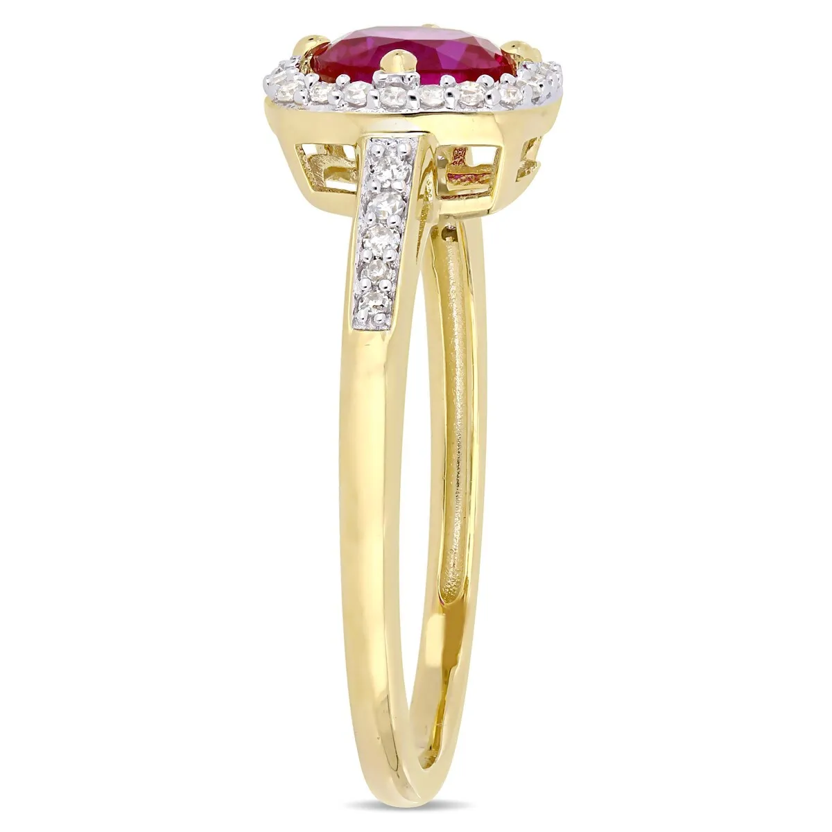Miadora 10k Yellow Gold Created Ruby and 1/3ct TDW Diamond Floating Halo Jewelry Set sold by Zulily product image thumbnail 2