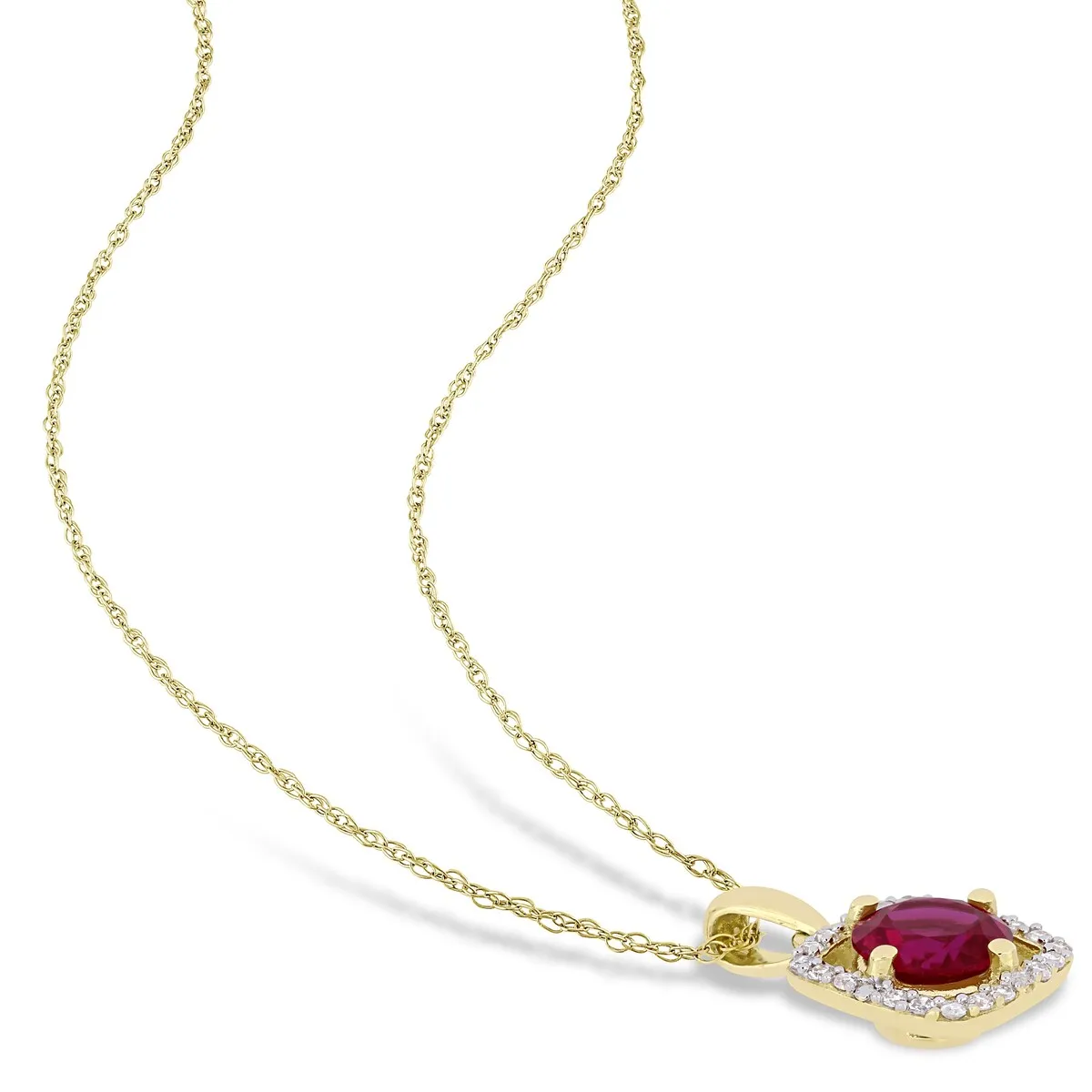 Miadora 10k Yellow Gold Created Ruby and 1/3ct TDW Diamond Floating Halo Jewelry Set sold by Zulily product image thumbnail 3