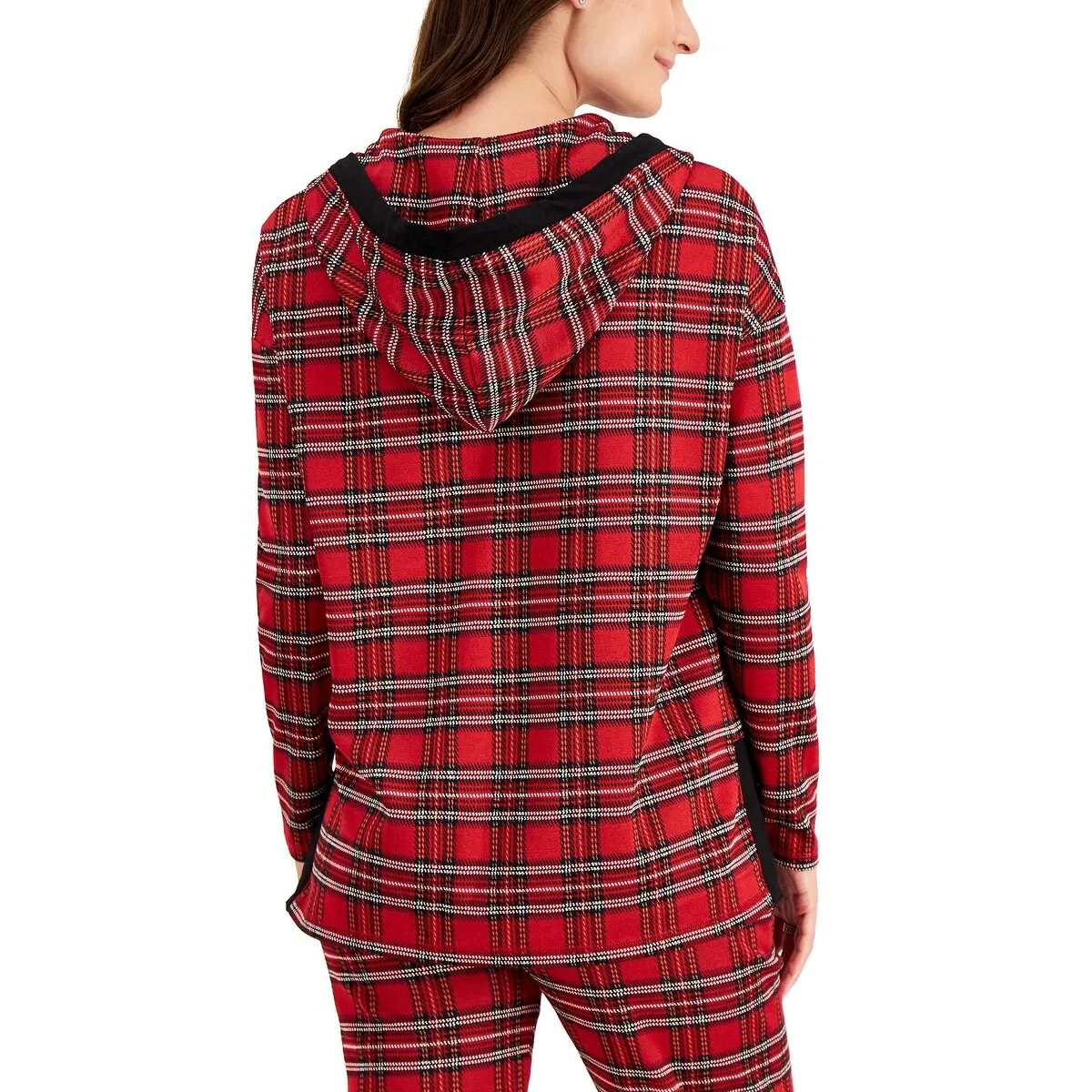 Tommy Hilfiger Women's Drawstring Plaid Zip Hoodie Red Size Large sold by Zulily product image thumbnail 2