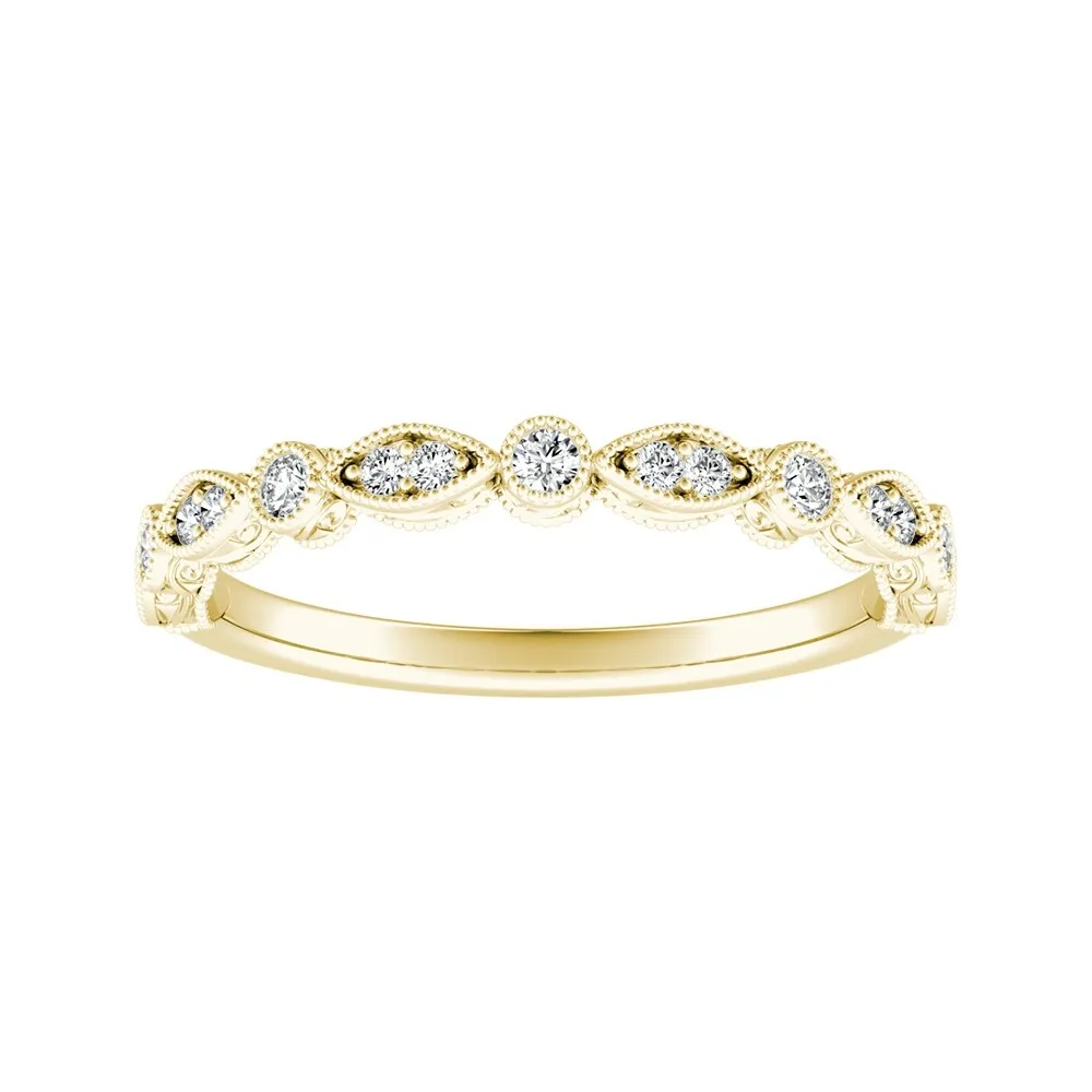 Auriya 1/8ctw Vintage Diamond Wedding Band 18k Gold Stackable sold by Zulily product image thumbnail 2
