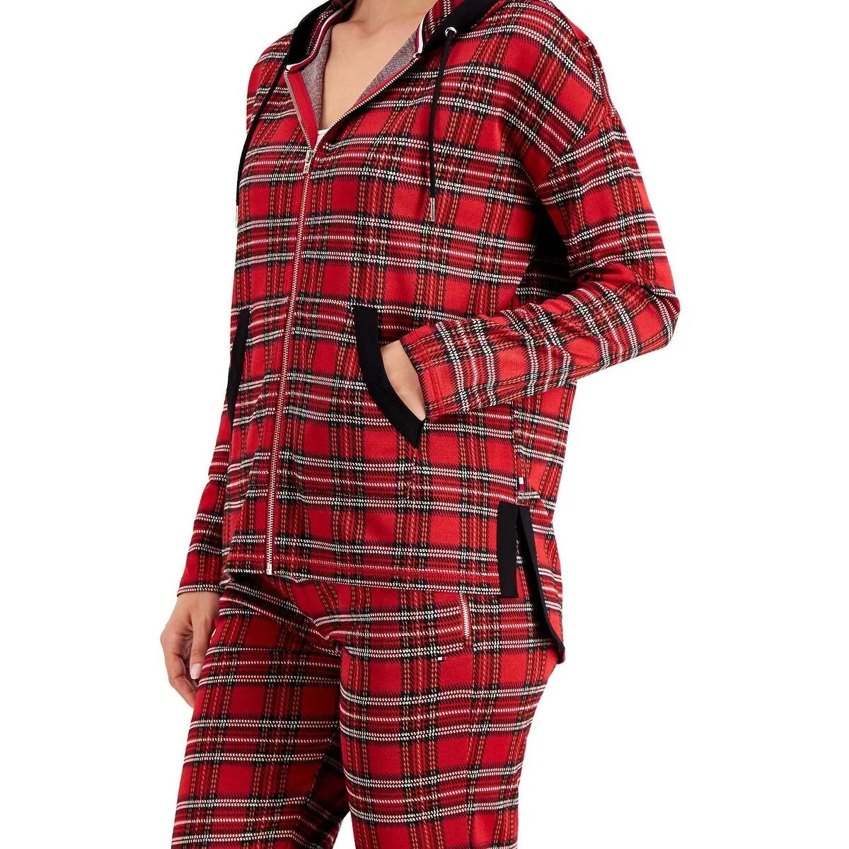 Tommy Hilfiger Women's Drawstring Plaid Zip Hoodie Red Size Large sold by Zulily product image thumbnail 3