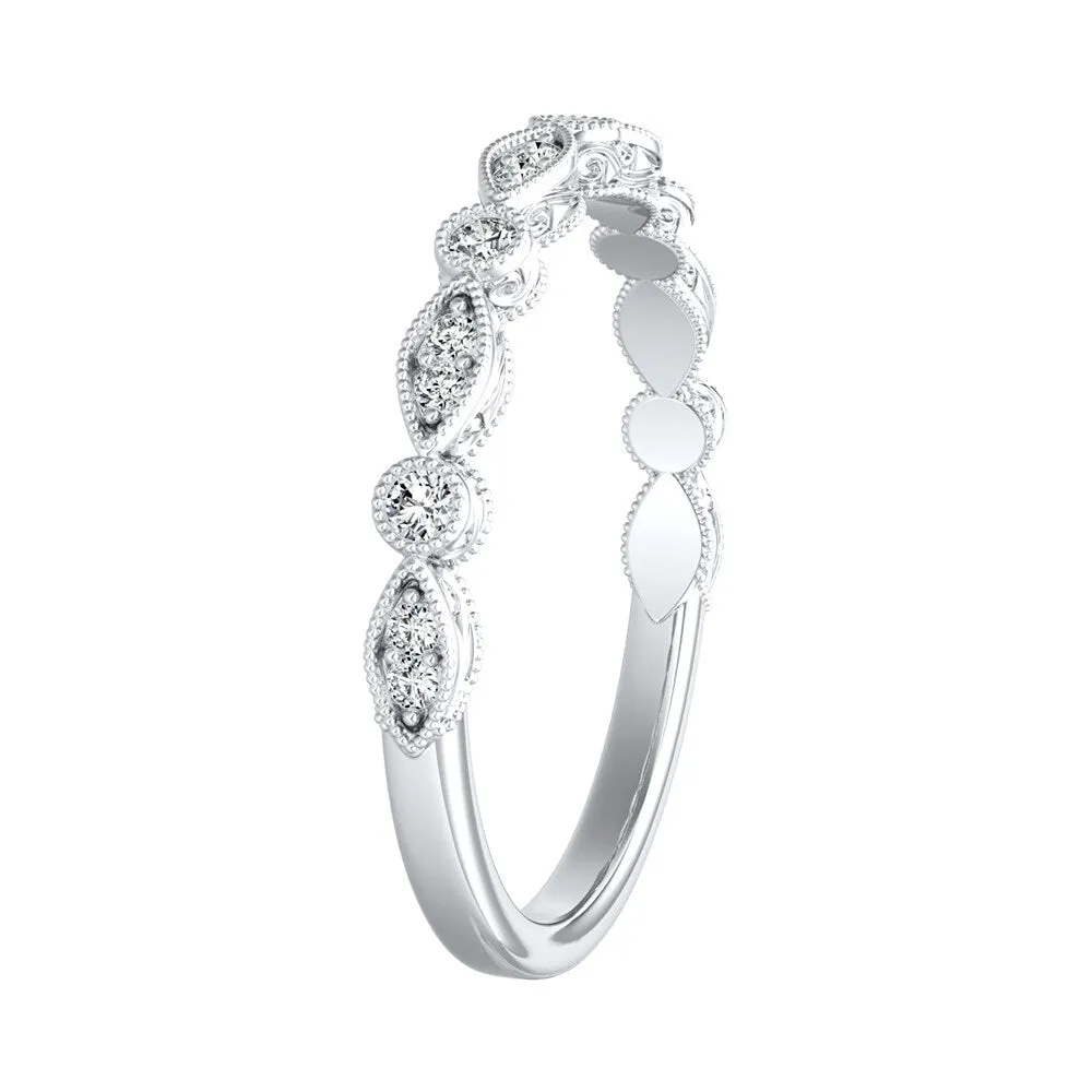 Auriya 1/8ctw Vintage Diamond Wedding Band 18k Gold Stackable sold by Zulily product image thumbnail 3