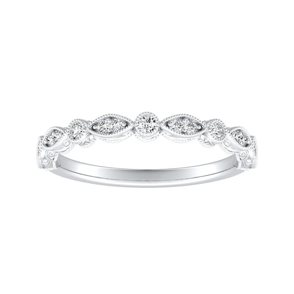 Auriya 1/8ctw Vintage Diamond Wedding Band 18k Gold Stackable sold by Zulily