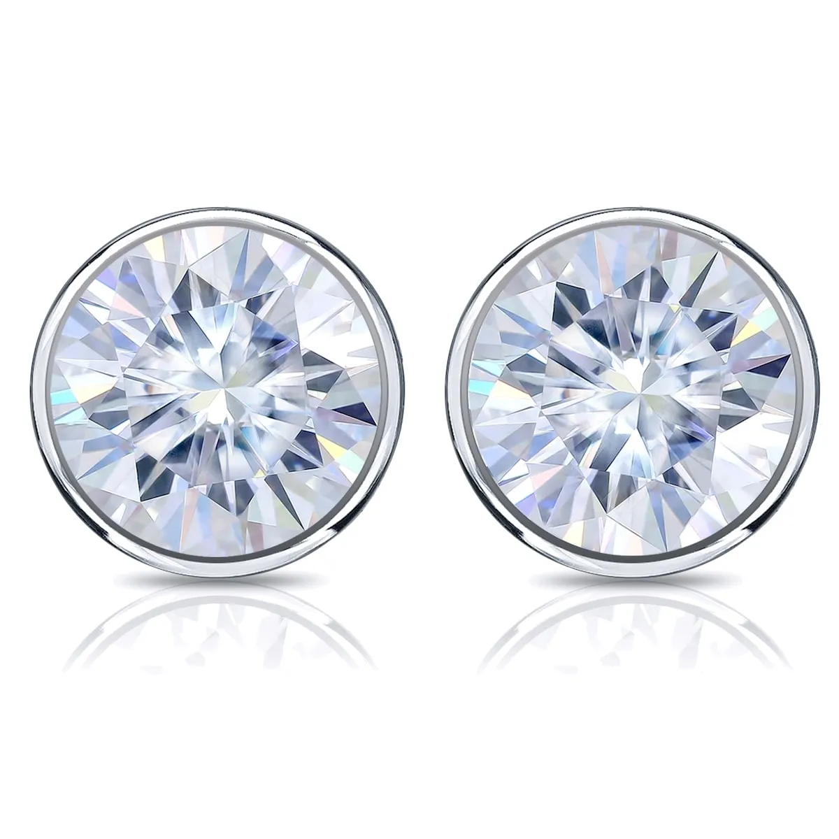 Auriya Platinum 3 1/2ctw Bezel-set Round Moissanite Stud Earrings - 7.8 mm sold by Zulily product image thumbnail 2