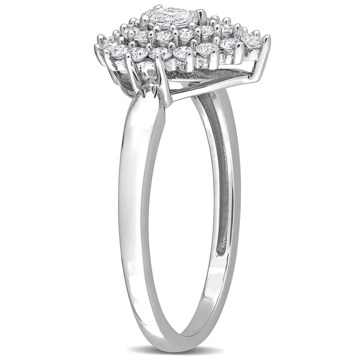 Miadora 1/2ct TDW Pear-cut Diamond Teardrop Double Halo Engagement Ring in 14k White Gold sold by Zulily product image thumbnail 3