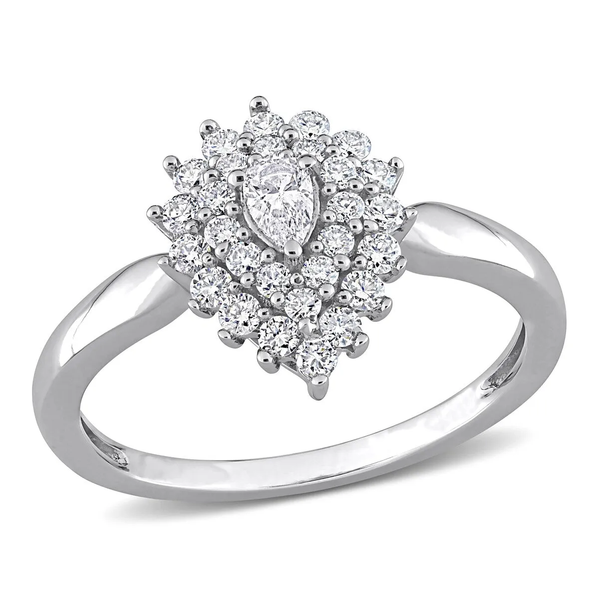 Miadora 1/2ct TDW Pear-cut Diamond Teardrop Double Halo Engagement Ring in 14k White Gold sold by Zulily