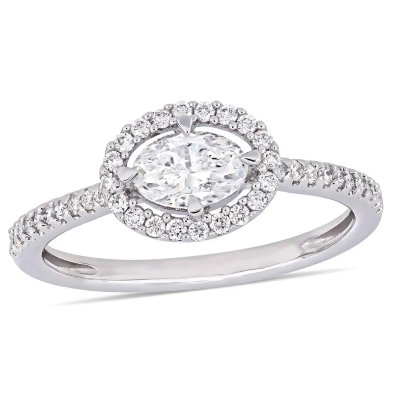 Miadora 14k White Gold 3/4ct TDW Diamond Oval and Round-Cut Floating Halo Engagement Ring sold by Zulily