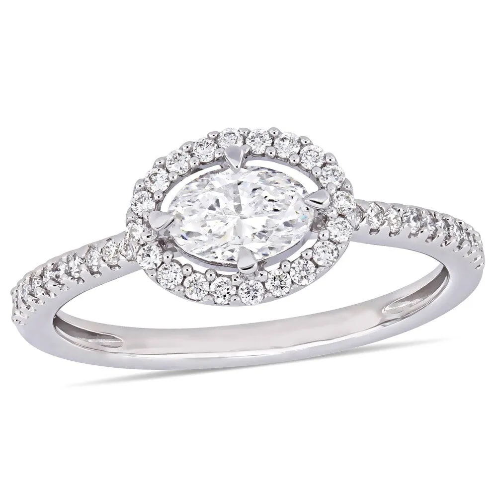 Miadora 14k White Gold 3/4ct TDW Diamond Oval and Round-Cut Floating Halo Engagement Ring sold by Zulily