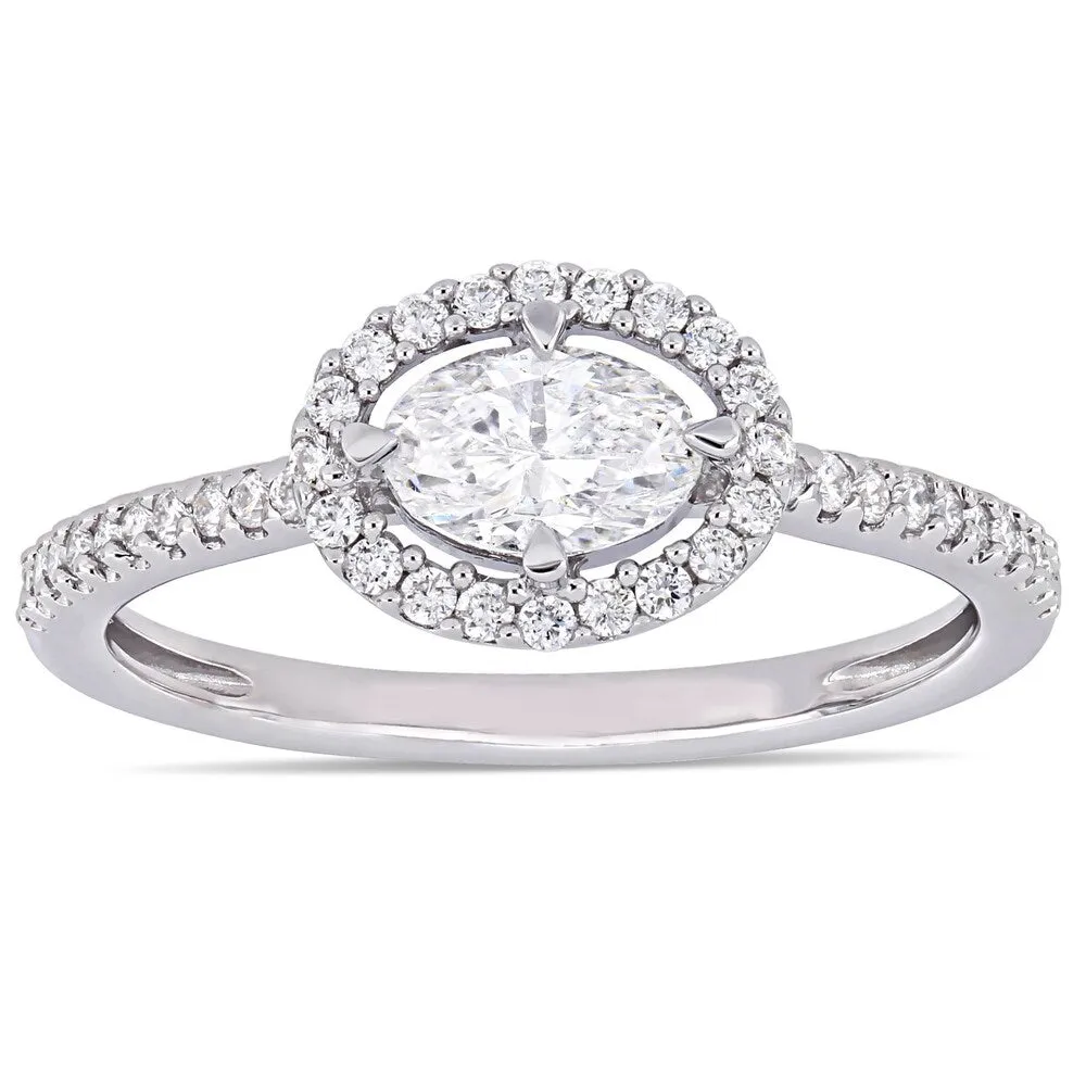 Miadora 14k White Gold 3/4ct TDW Diamond Oval and Round-Cut Floating Halo Engagement Ring sold by Zulily product image thumbnail 2