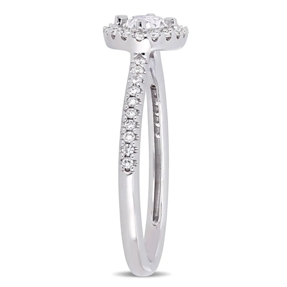 Miadora 14k White Gold 3/4ct TDW Diamond Oval and Round-Cut Floating Halo Engagement Ring sold by Zulily product image thumbnail 3