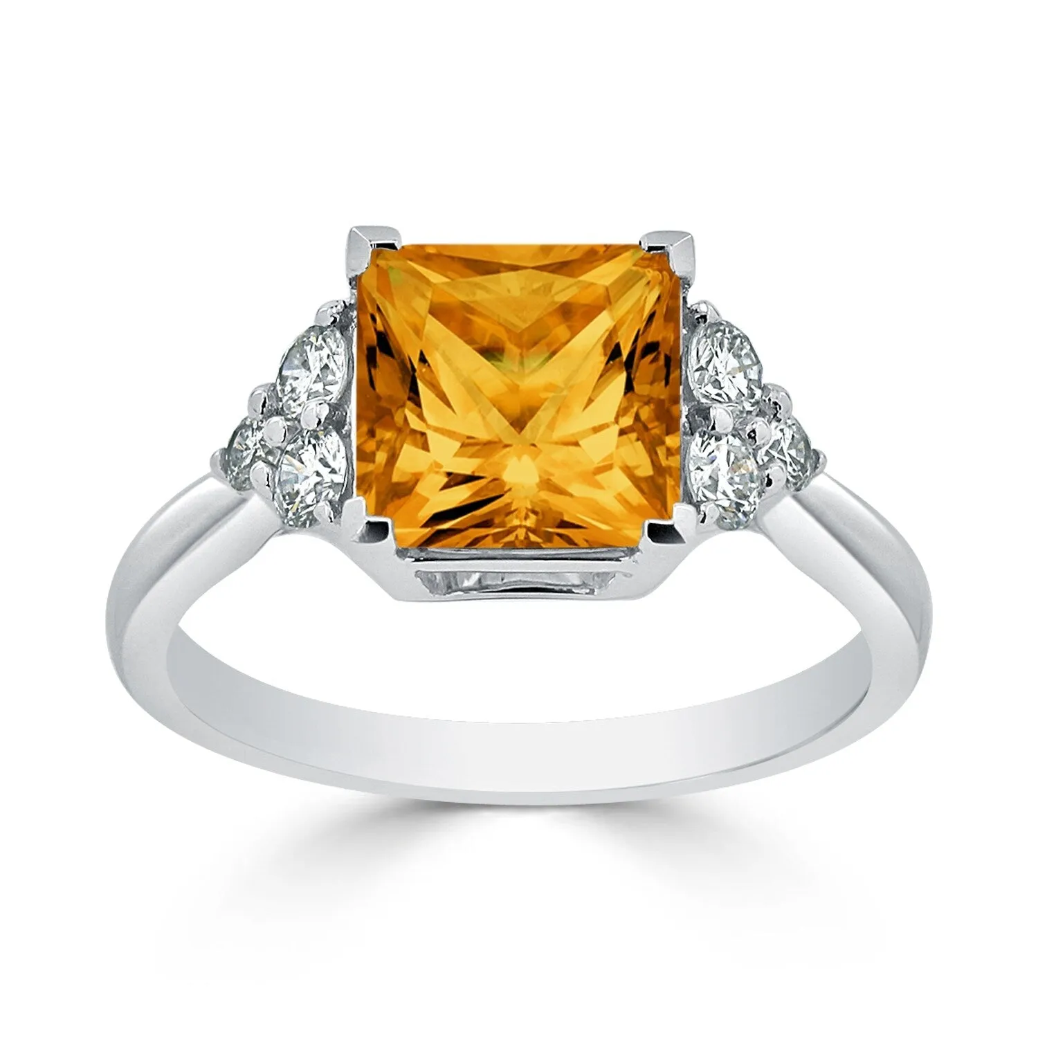 Auriya 3 1/10ct Princess-cut Citrine and Diamond Engagement Ring 1/3ctw 14k Gold sold by Zulily product image thumbnail 3
