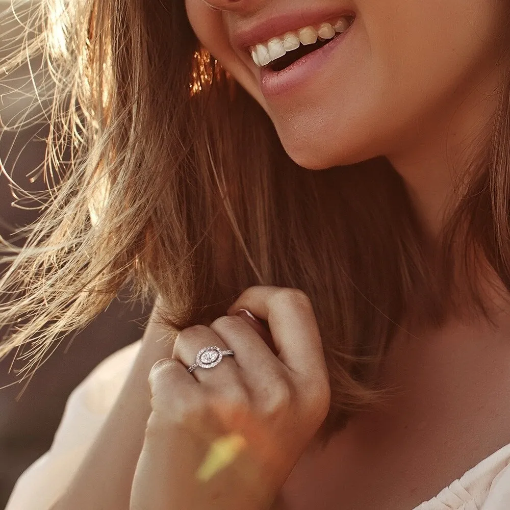 Miadora 14k White Gold 3/4ct TDW Diamond Oval and Round-Cut Floating Halo Engagement Ring sold by Zulily product image thumbnail 4