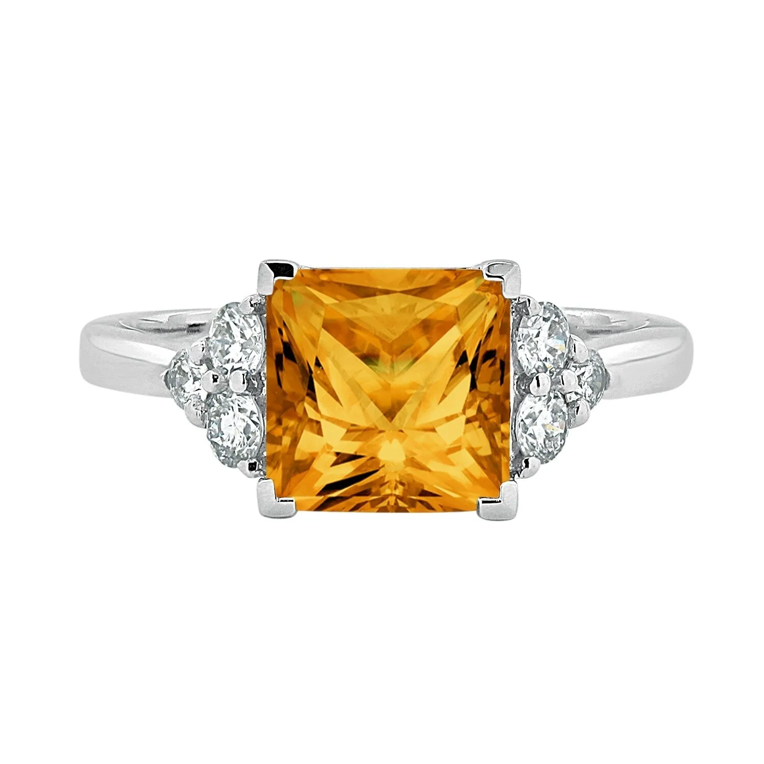 Auriya 3 1/10ct Princess-cut Citrine and Diamond Engagement Ring 1/3ctw 14k Gold sold by Zulily product image thumbnail 2