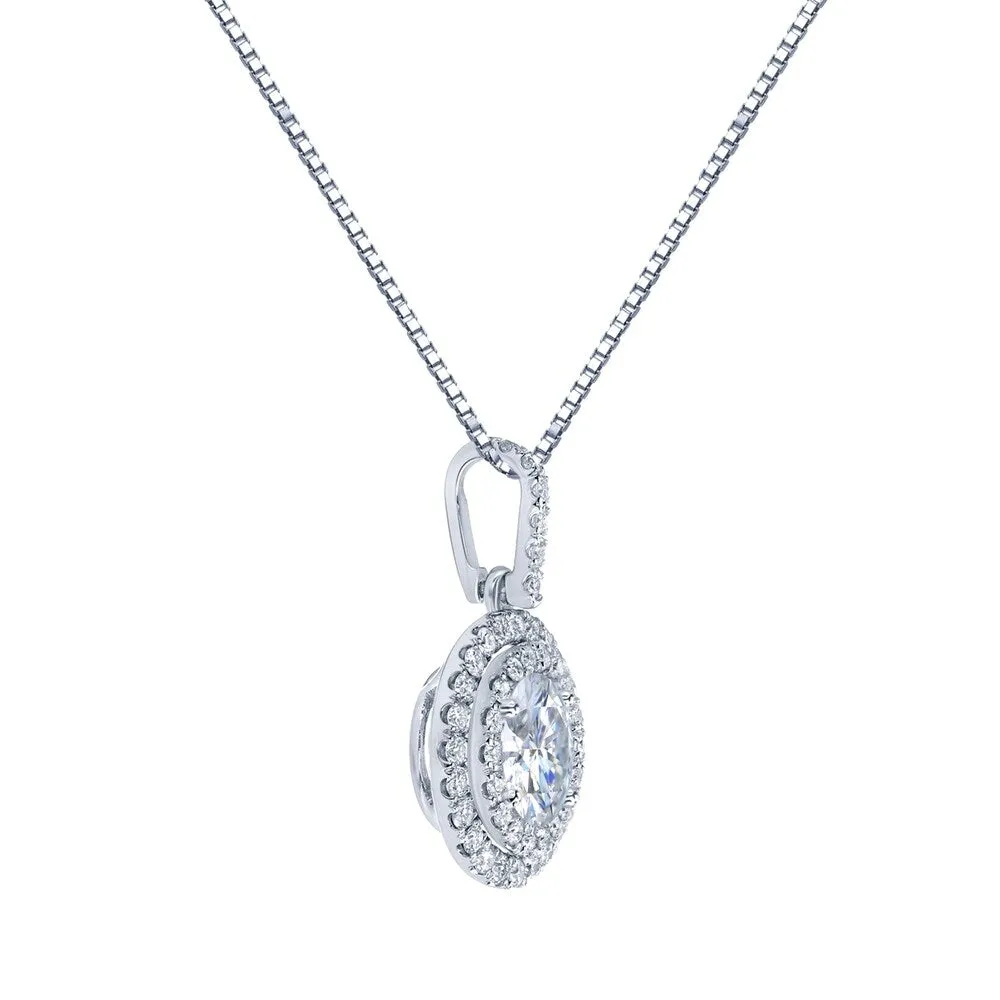Auriya 14k Gold 2 1/2ct Double Halo Moissanite and Diamond Necklace 5/8ct TDW sold by Zulily product image thumbnail 4