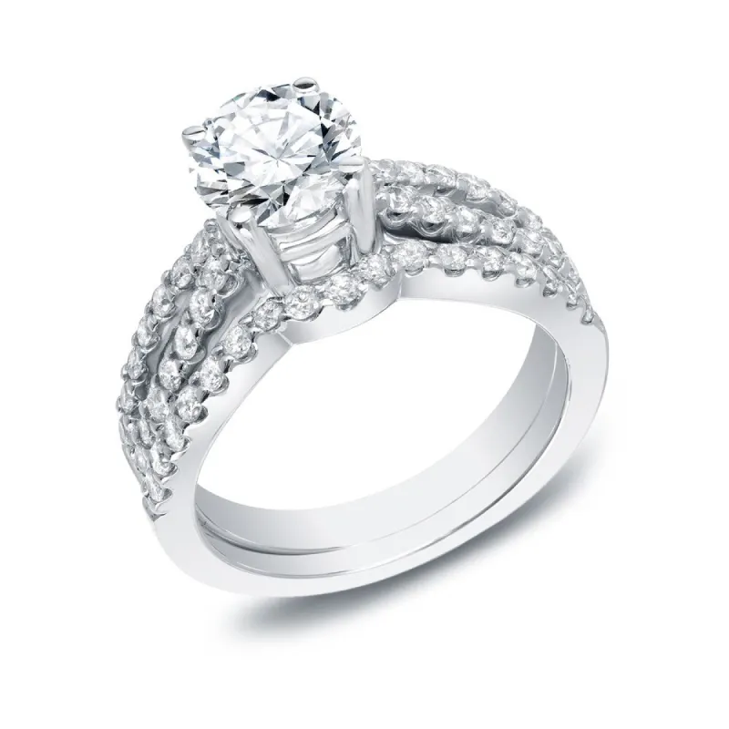 Auriya 1 3/4ctw Split Shank Round Diamond Engagement Ring Set 14k Gold Certified sold by Zulily