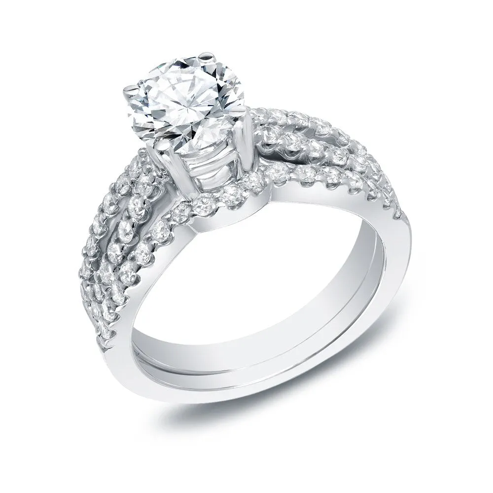 Auriya 1 3/4ctw Split Shank Round Diamond Engagement Ring Set 14k Gold Certified sold by Zulily