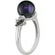 Miadora Silver Black Pearl and 1/8ct TDW Diamond Ring (H-I, I3) (9-9.5 mm) sold by Zulily product image thumbnail 2
