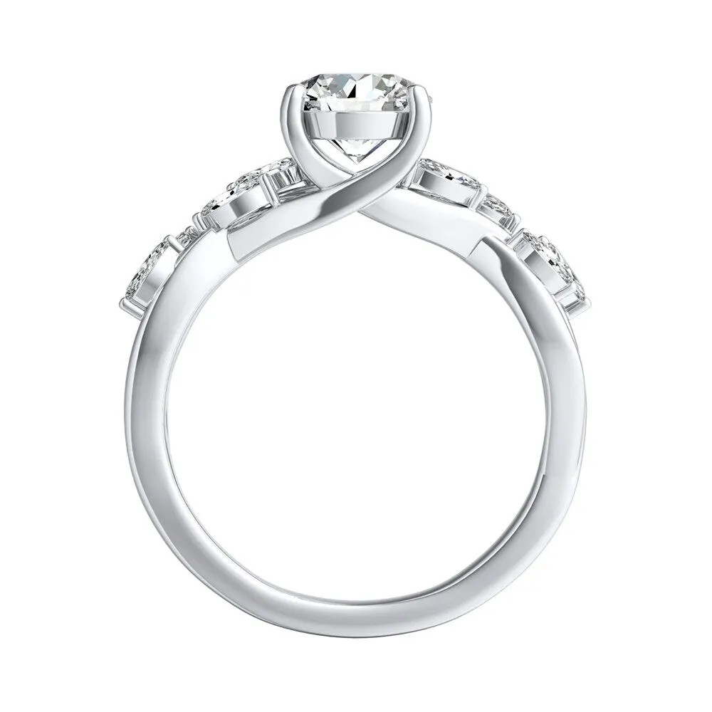 Auriya Vintage Floral 1/2ct Moissanite and 1/3ctw Marquise Diamond Engagement Ring 14K Gold sold by Zulily product image thumbnail 4