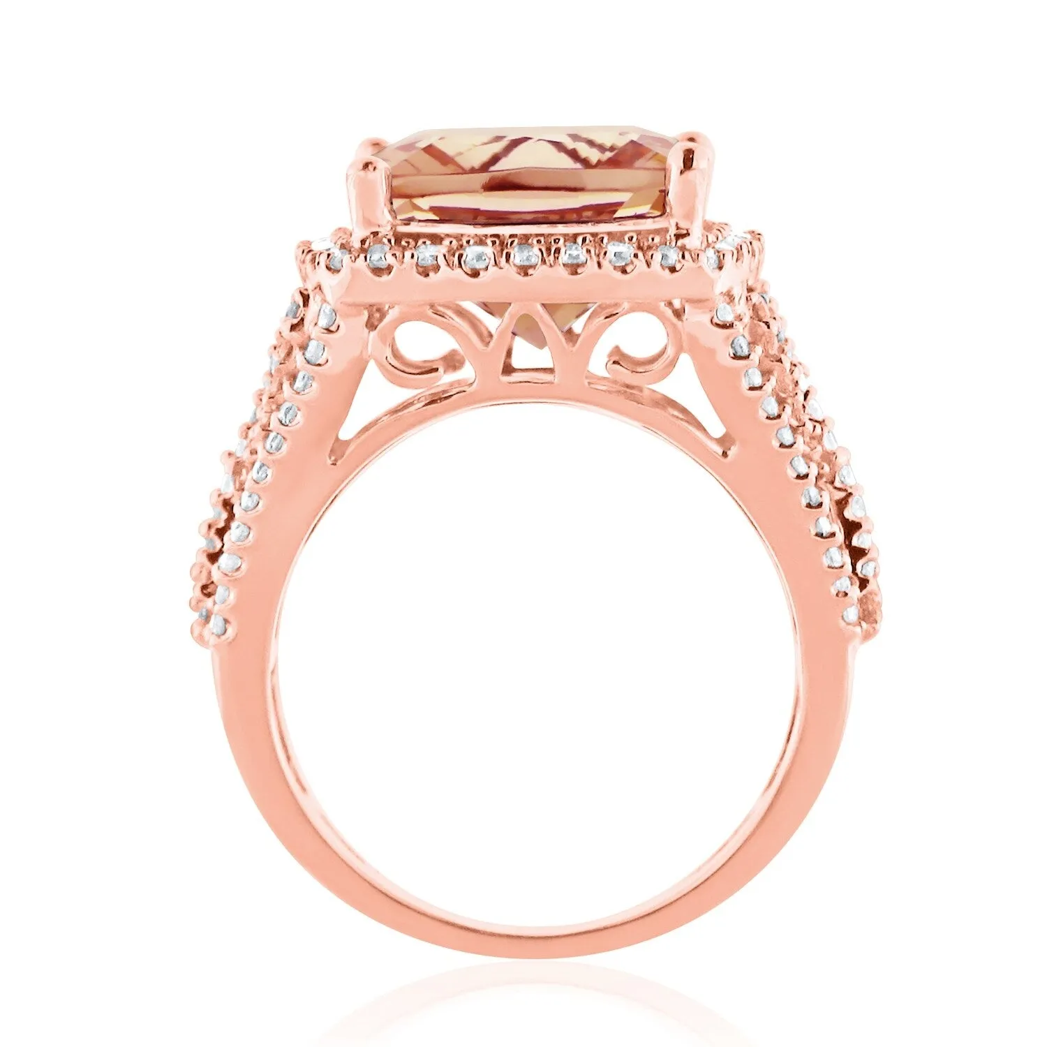 Auriya 6 1/5ct Cushion-cut Morganite 7/8ctw Halo Diamond Engagement Ring 10K Rose Gold sold by Zulily product image thumbnail 5
