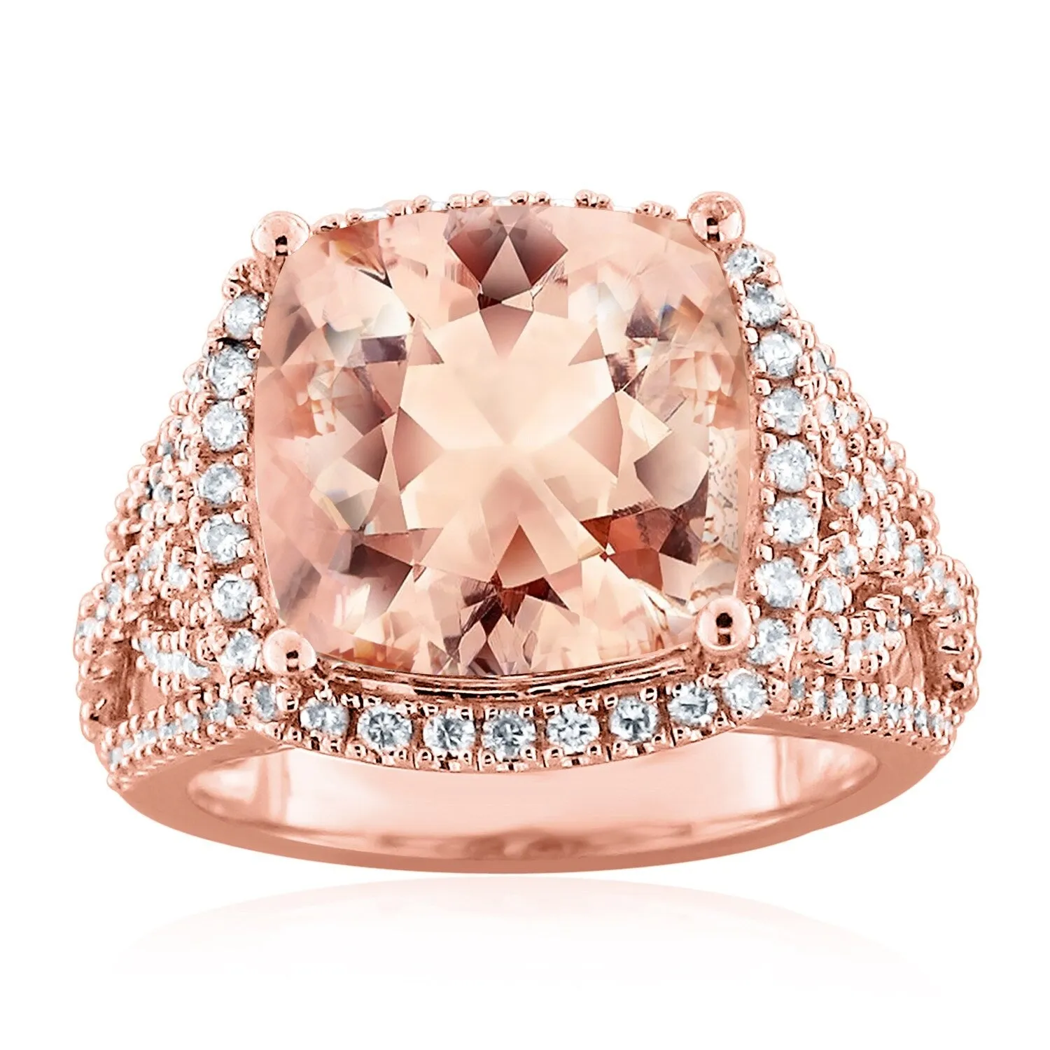 Auriya 6 1/5ct Cushion-cut Morganite 7/8ctw Halo Diamond Engagement Ring 10K Rose Gold sold by Zulily product image thumbnail 2