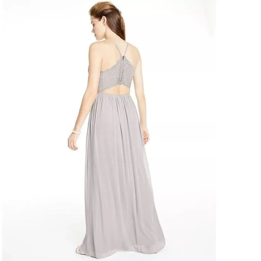 Emerald Sundae Juniors' Women's Lace & Chiffon Gown Gray Size XX-Small sold by Zulily product image thumbnail 2
