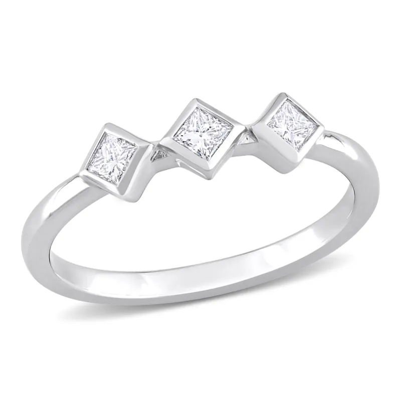 Miadora 1/4ct TDW Princess-Cut Diamond Three Stone Ring in 14k White Gold sold by Zulily